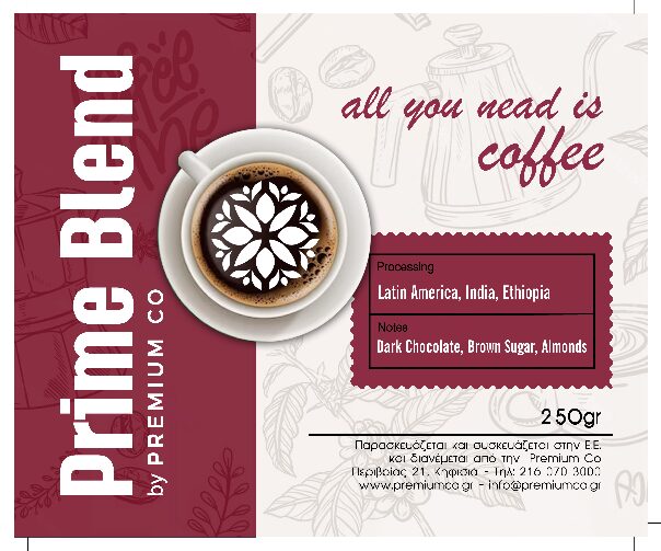 PremiumCoffees PRIME Blend coffee κόκκος 250gr