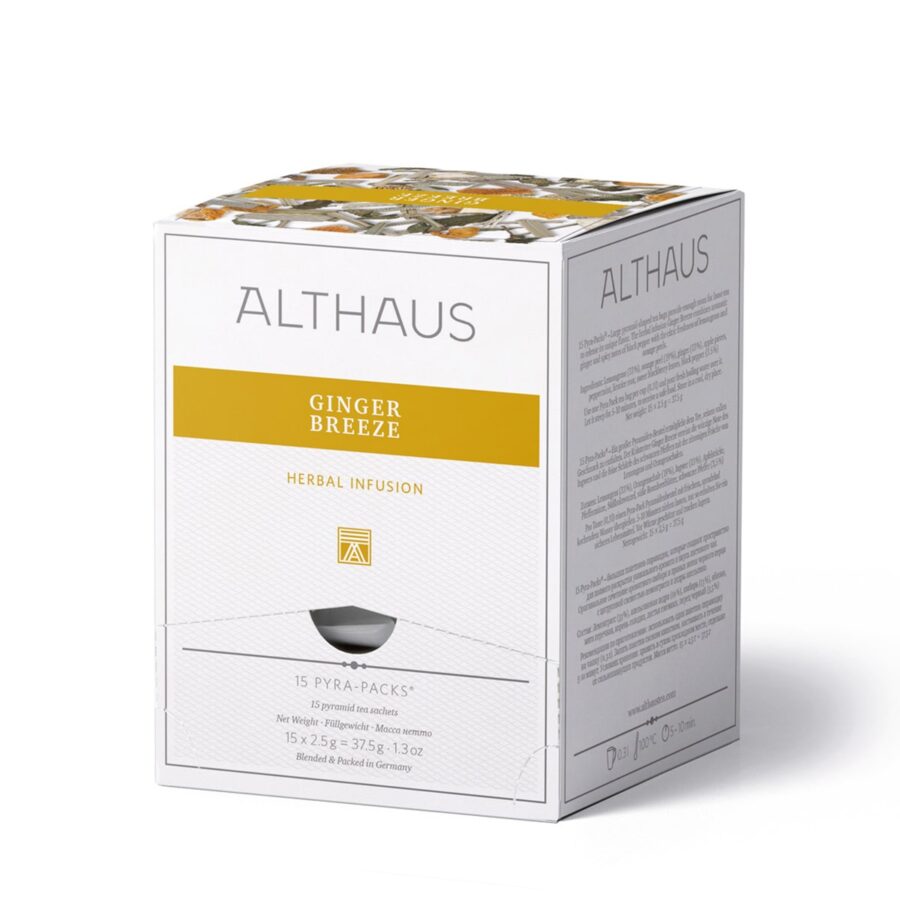 P0945_PP_Product-Pictures_Ginger-Breeze-min ALTHAUS Tea GINGER BREEZE Herbal Infusion Pyramids 15τμχ
