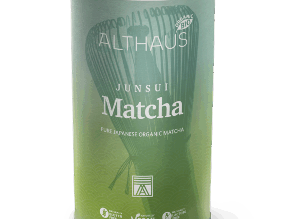 Junsui Matcha_Dose Verpackung HIRES_Schatten heller_50% ALTHAUS MATCHA Powder 150gr – Premium ιαπωνικό τσάι σε σκόνη για wellness ροφήματα